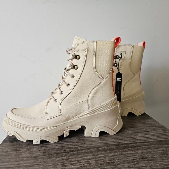 Sorel Women's Brex Lace Boot Size 9 Bleached Ceramic/Orange 1951211 NEW - Picture 2 of 10